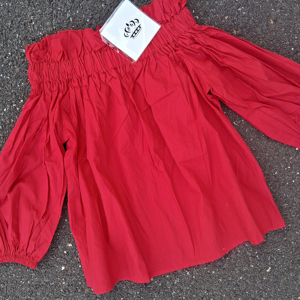 Elegant Red Off-Shoulder Blouse